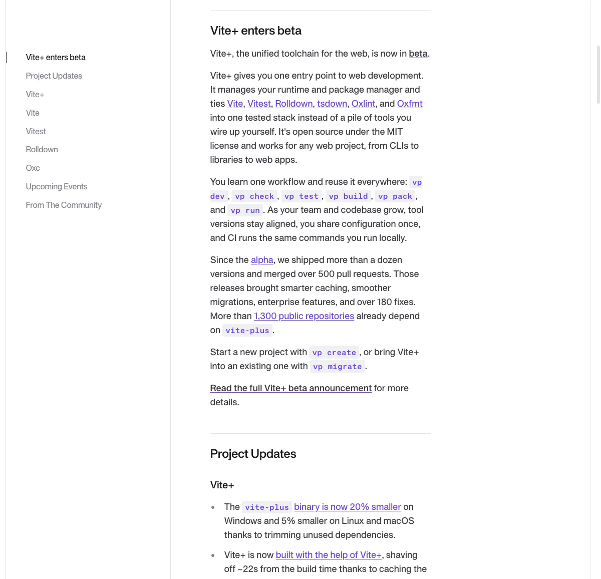 VoidZero 官方回顧:Vite+ 進入 beta,超過 1300 個專案採用,並用 Vite+ 自己 build Vite+